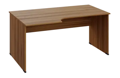 ERL 18 - 166 stůl kancelářský, rohový, levý, dřevěná podnož, deska 18 mm, široký 1600 mm, ořech světlý